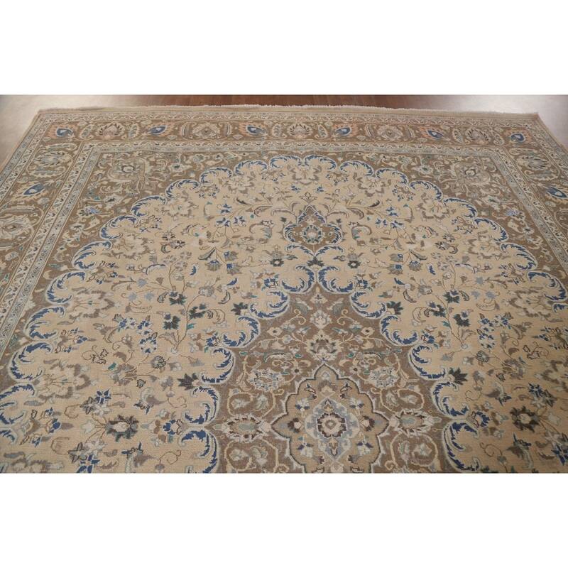 Hand Knotted Oriental 100% Wool Carpet Traditional Floral Peach Mashad Area Rug - 12' 6'' X 9' 7''
