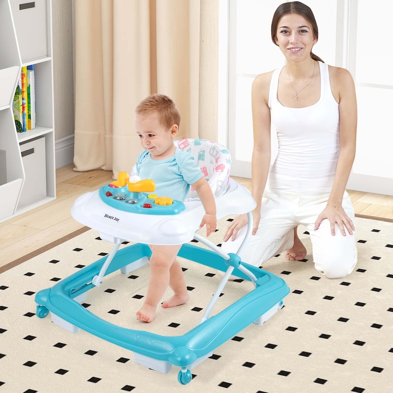 Honeyjoy Foldable Baby Walker with 3 Adjustable Heights Comfy Padded - See Details
