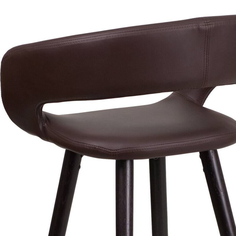 Contemporary Rounded Back Counter Height Stool with Wood Frame - 22"W x 19"D x 33.25"H