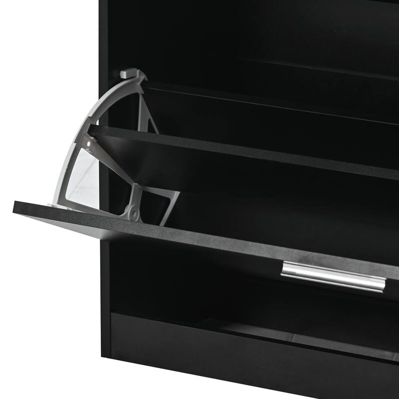 Slim Entryway Organizer with 2 Flip Drawers and LED Light - 9.4"W x 25"H x 35"D