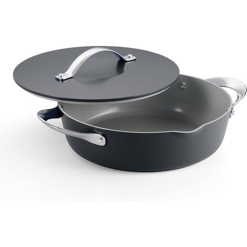 Fiora 4.25-Quart Multipurpose Ceramic Nonstick Cooking Pan with Lid, Gray