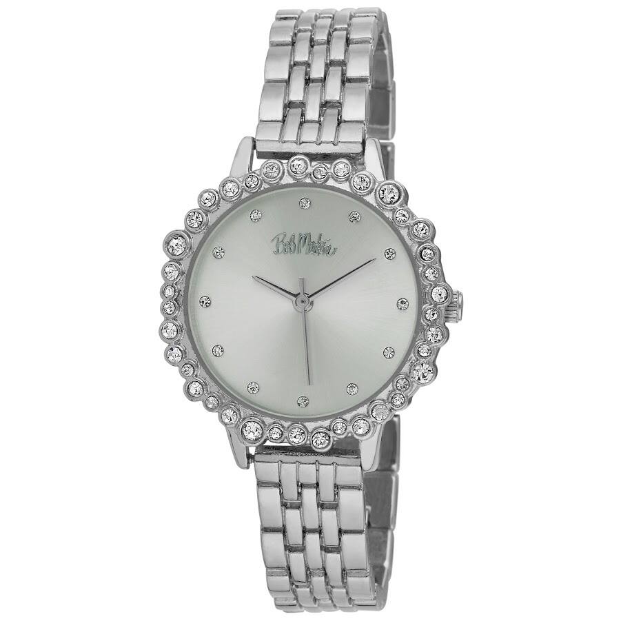 Bob Mackie Womens Crystal Bezel Link Watch- 3 Colors Available