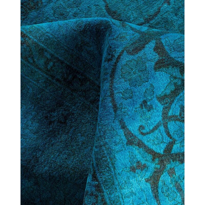 Fine Vibrance One-of-a-Kind Hand-Knotted Area Rug - Blue, 9' 1" x 12' 4" - 9' 1" x 12' 4"