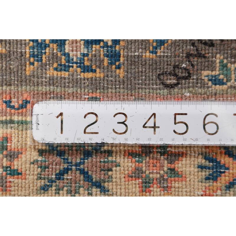 Geometric Kazak Foyer Rug Hand-Knotted Oriental Grey Wool Carpet - 2'0"x 3'0"