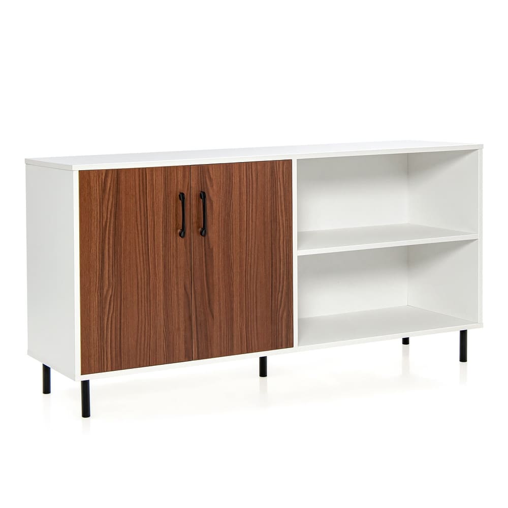 Gymax Modern Buffet Sideboard Kitchen Storage Cabinet w/ 2 Doors &
