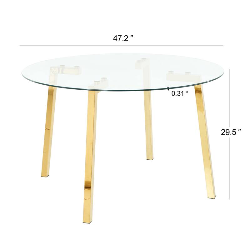 Modern Style Glass Circle Table, Elegant Transparent Design,Suitable For Restaurant Kitchens(Set of 7)