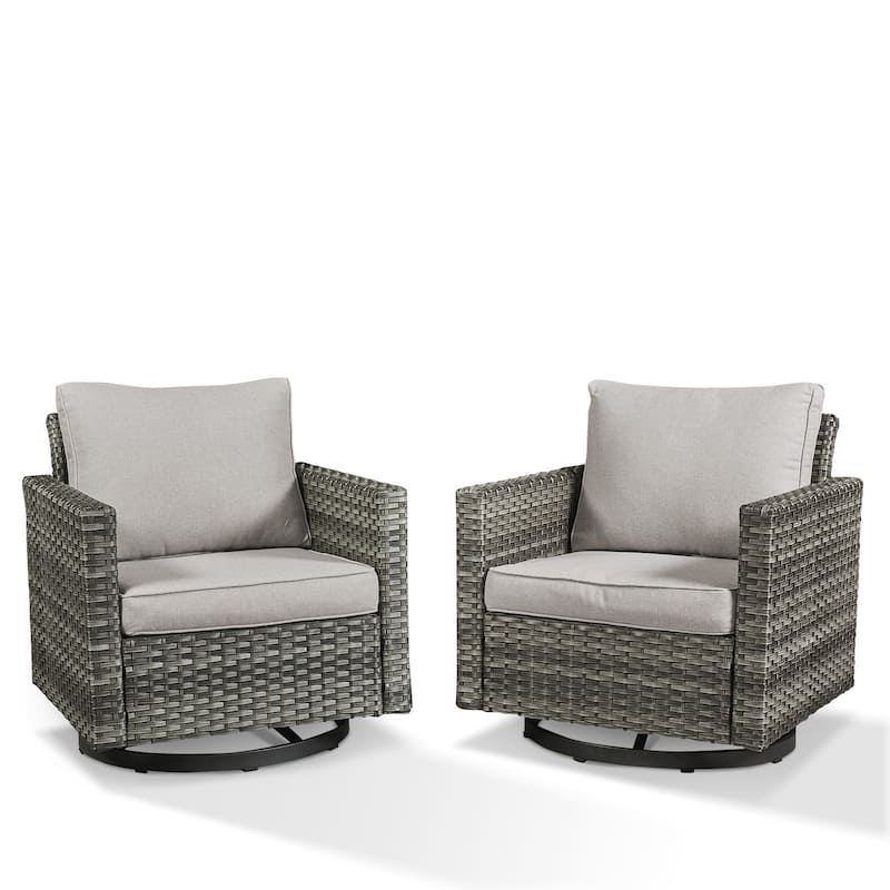 Pocassy Glider Chairs PE Wicker Swivel Chairs Set of 2