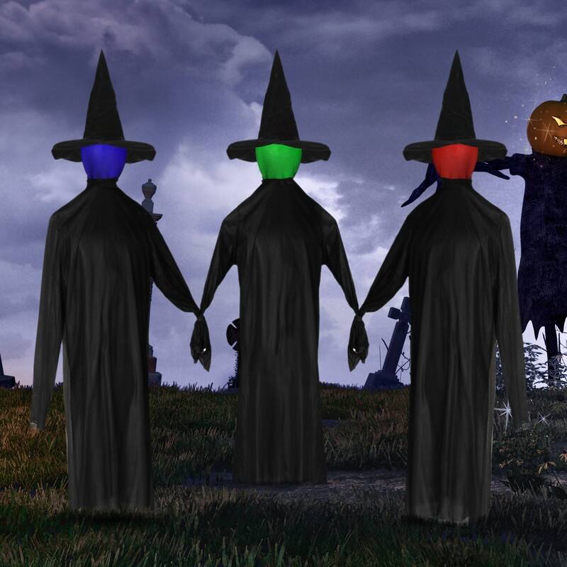 5.2ft Halloween Witches Outdoor Decorations with Pre-Recorded Sound