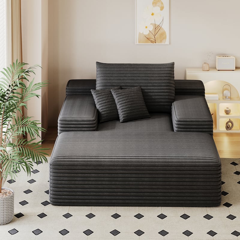 Oversized Corduroy Upholstered Single Sofa Chaise Lounge Chair Fluffy Plush Cloud Sofa Bed Sleeper Couch Reading Chair