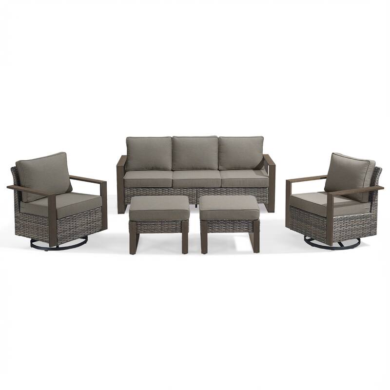 Pocassy Outdoor Sofa Patio Swivel Chair Funiture Set