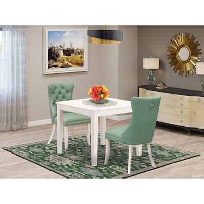 East West Furniture Dining Room Set Contains a Square Kitchen Dining Table and Parson Chairs, Linen White (Pieces Options)