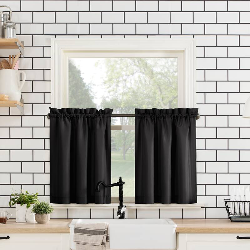 No. 918 Martine Microfiber Semi-Sheer Rod Pocket Kitchen Curtain Valance and Tiers Set