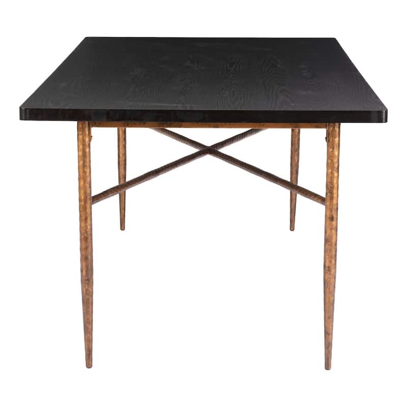 HomeRoots 72" Black and Bronze Wood and Steel Dining Table - 72.00 in. x 30.50 in. x 40.00 in.