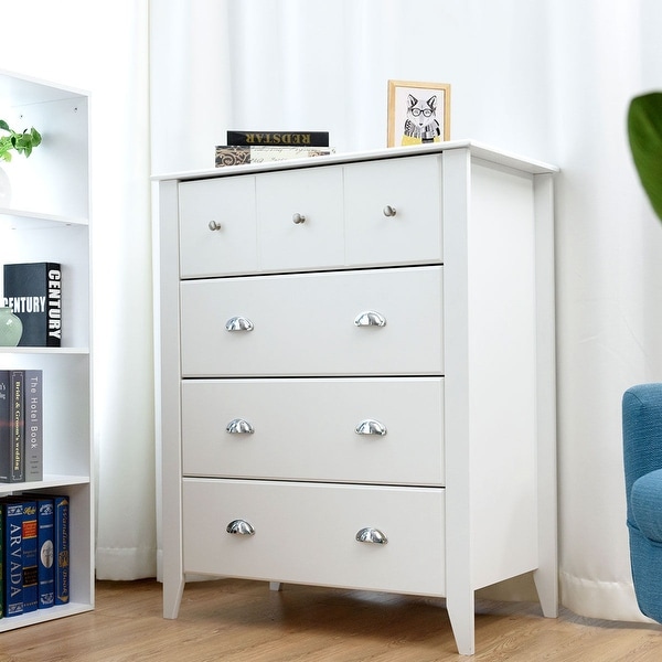 Modern 4-Drawers Chest Dresser Storage Cabinet Collection Home Furniure White