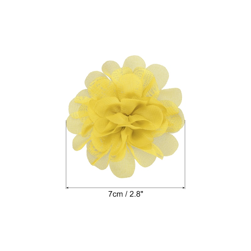 10Pcs Chiffon Flowers Fabric Flower Sewing Fabric Appliques - Yellow - 2.8"