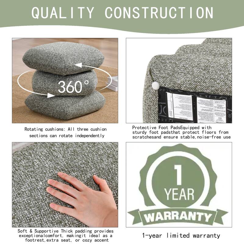 Modern 360° Swivel Multi-Layer Upholstered Ottoman