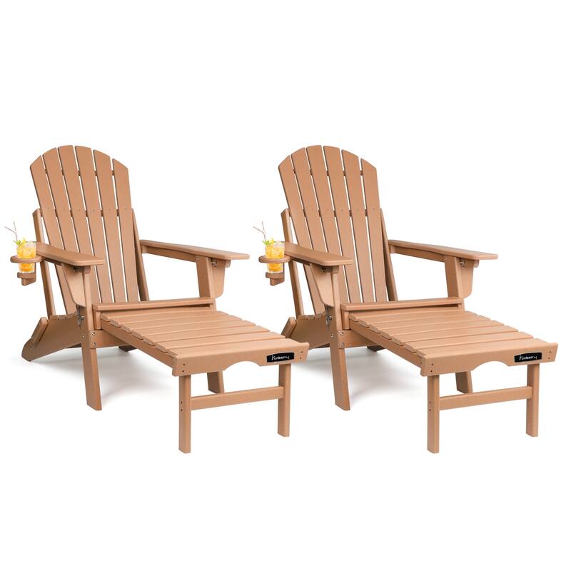 Vrakae Folding and Adjustable Adirondack Chair with Ottoman Set of 2