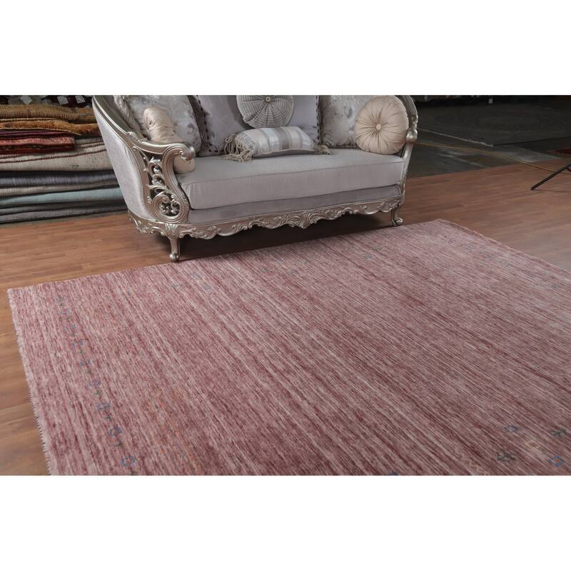 Hand Knotted Oriental 100% Wool Carpet Tribal Tribal Pink Gabbeh Area Rug - 9' 7'' X 7' 9''