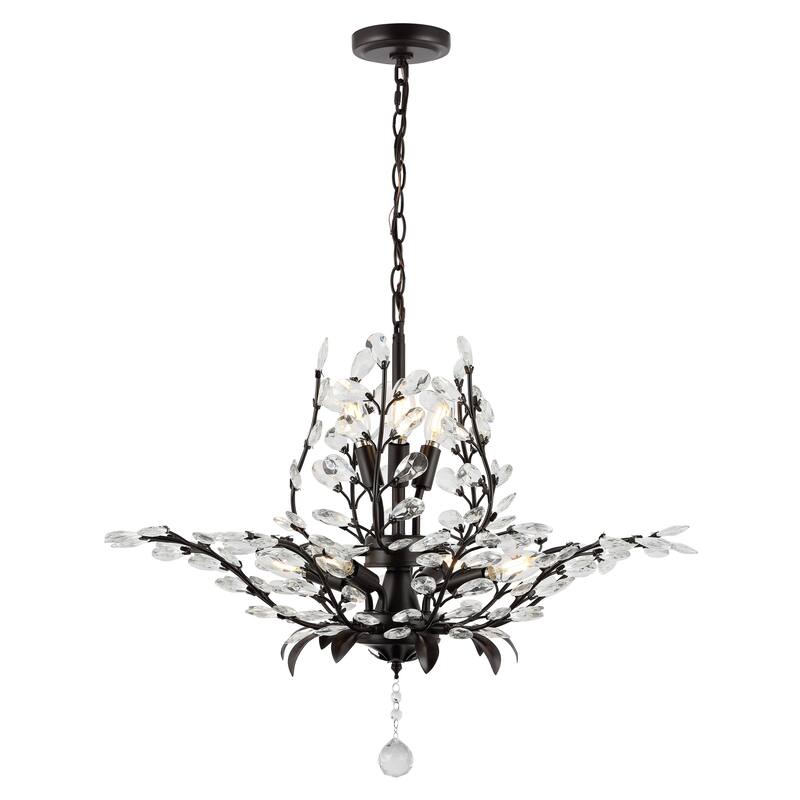 Elisana 28.5" 7-Light Contemporary Bohemian Iron/Acrylic LED Pendant, Oil Rubbed Bronze/Clear by JONATHAN Y