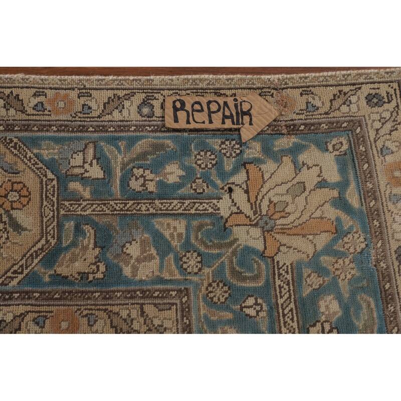 Blue Tabriz Persian Vintage Area Rug Handmade Bedroom Wool Carpet - 9'9" x 12'7"