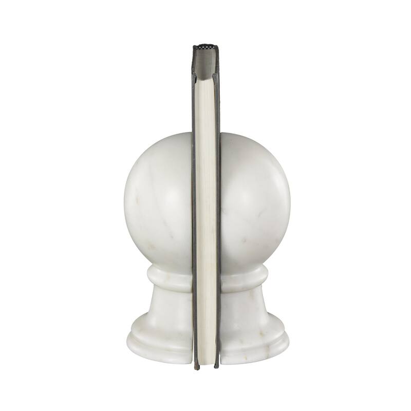 Black or White Marble Sleek Orb Globe Decorative Bookends (Set of 2)