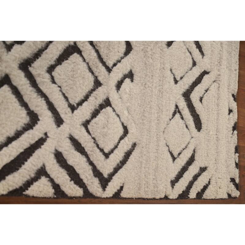 Trellis Moroccan Indian Area Rug Hand-Knotted Wool Carpet - 5'2"x 7'11"