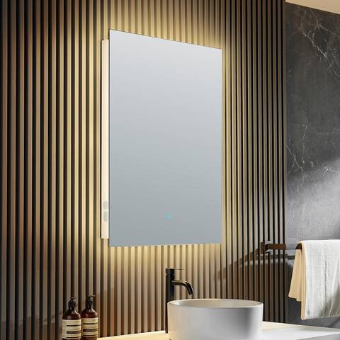 ANZZI Stellar Polished Silver Bluetooth 36 in. x 28 in. Frameless LED Bathroom Mirror with Defogger