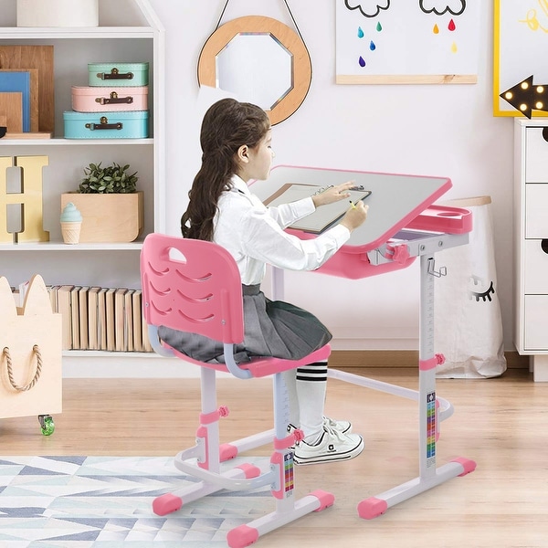 Adjustable study top table with chair