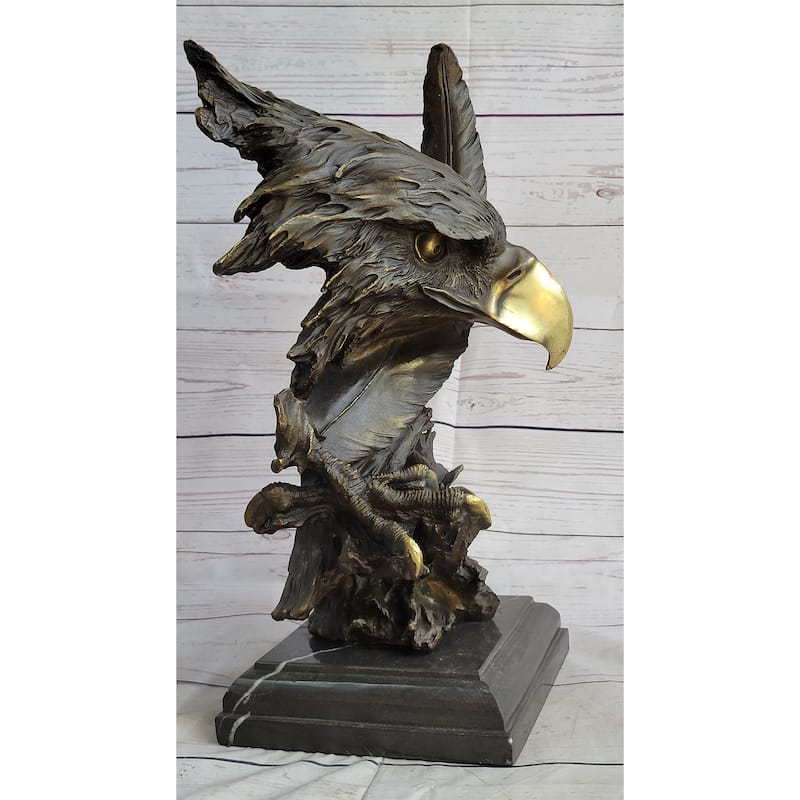 Abstract Eagle Bust W/ Talon And Feather Bronze Statue Sculpture Decor 15 Inches X 11 Inches