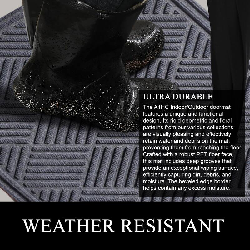 A1HC New All Weather Superior Dirt and Moisture Absorbing Polypropylene Door Mat with Non-Slip Backing for Inside Outside Use