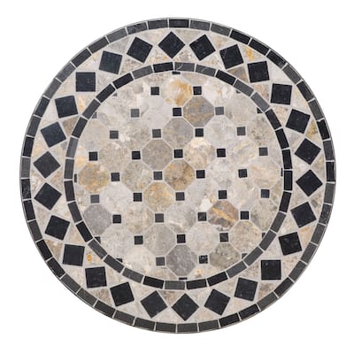 Laguna Black Outdoor Bistro Table with Marble Tile Top