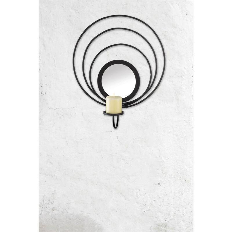 17.5" Black and Clear Contemporary Mirrored Candle Wall Sconce