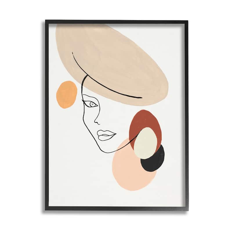 Stupell Fashion Female Portrait Terracotta Abstract Shapes Framed Wall Art - 24 x 30 - Black