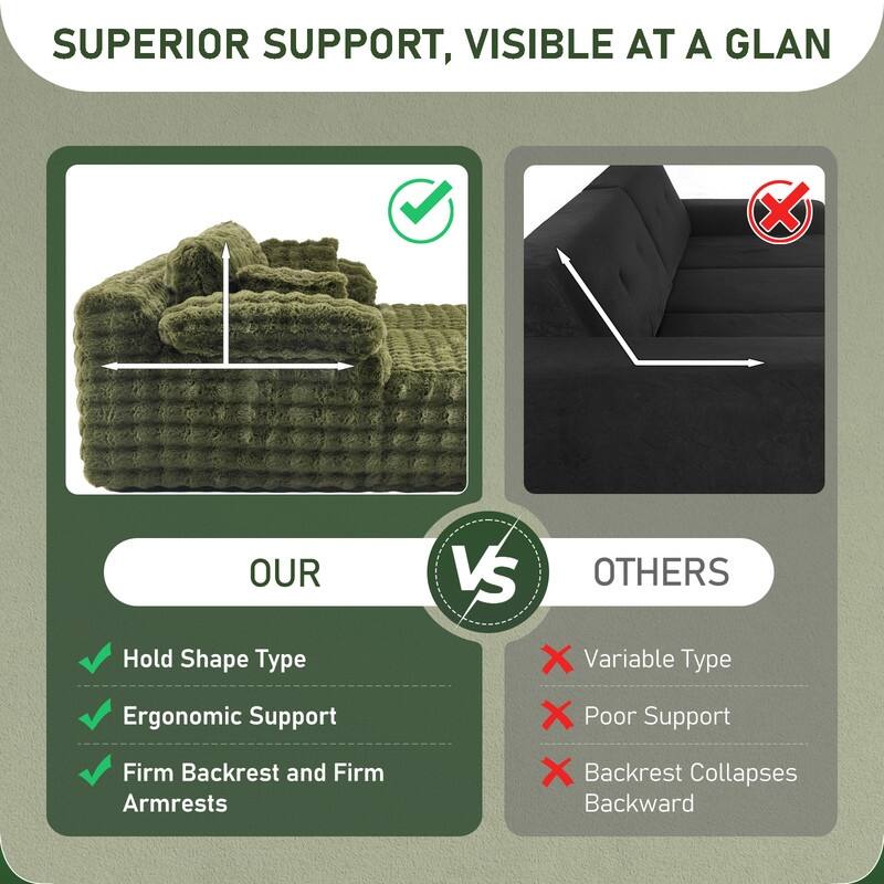 93" Velvet King Size Chaise Lounge Sofa Bed Sleeper Sofa with Dual Mattress