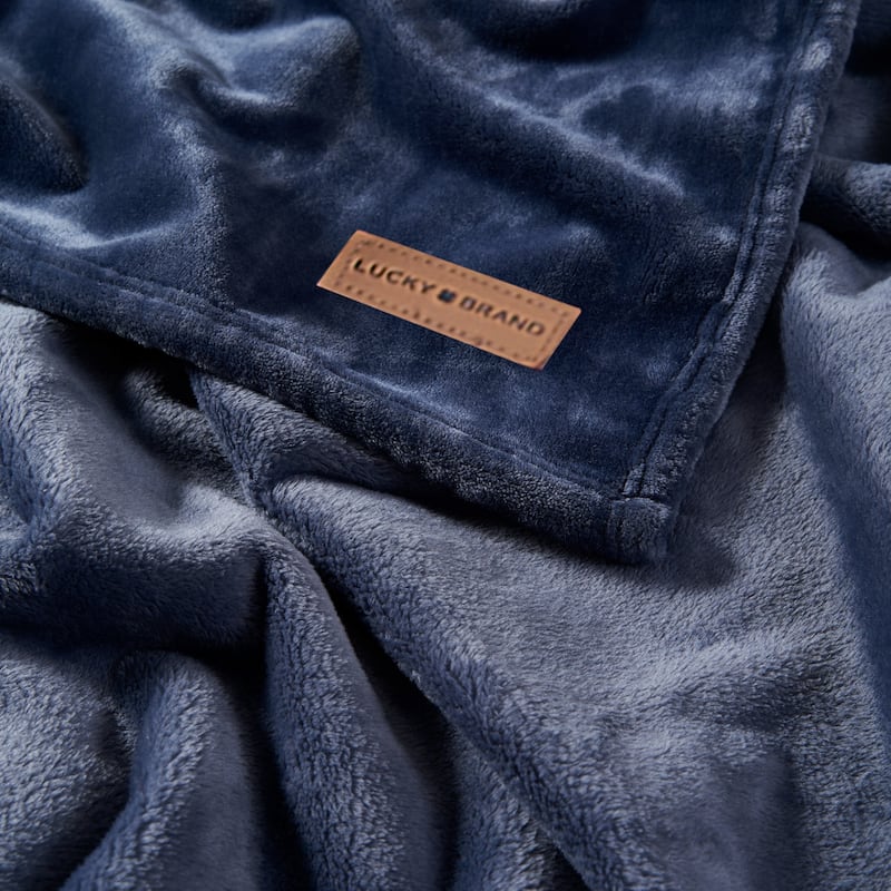Lucky Brand Solid Plush Throw Blankets
