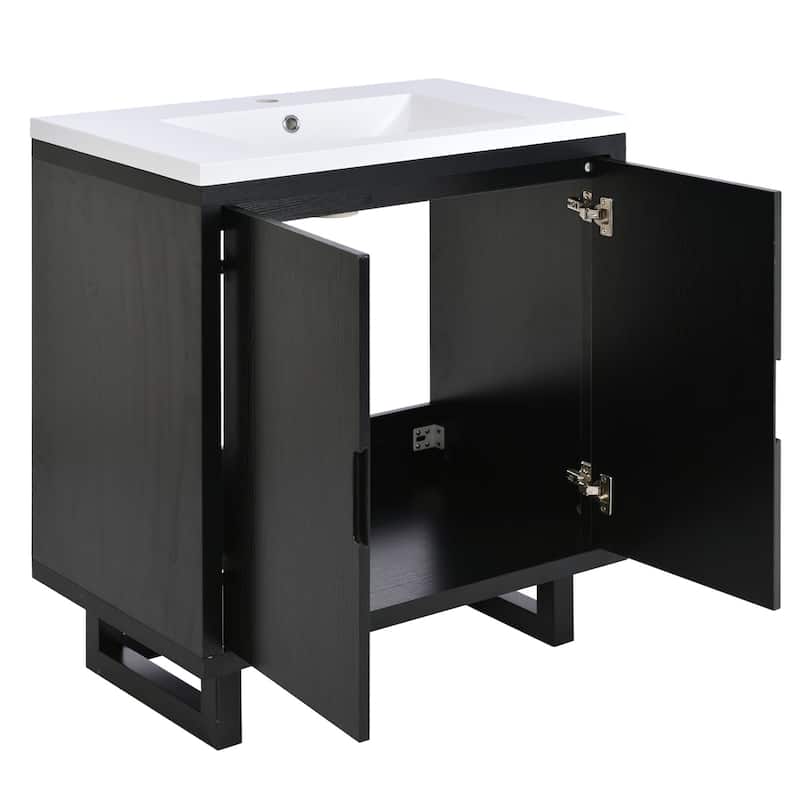 GDFStudio - Zenia Wood & Ceramic 30" Bathroom Vanity Set with Sink & Storage Cabinet Combo