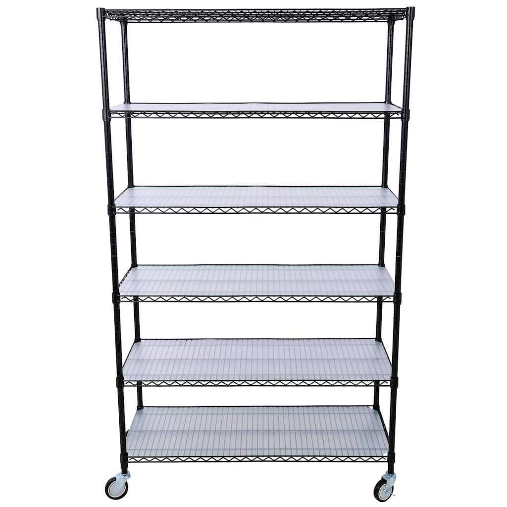 6-Tier Multifunctional Adjustable Shelf with Wheels, 6000LBS Capacity