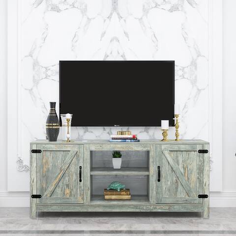 Modern TV Stand Entertainment Center, Adjustable Storage Cabinet