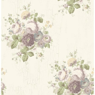 Seabrook Designs Chantilly Distressed Floral Unpasted Wallpaper - 20.5 in. W x 33 ft. L