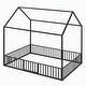 preview thumbnail 10 of 13, House-Shaped Design Full Size Metal House Bed with Fence and Door,Solid Construction For Home