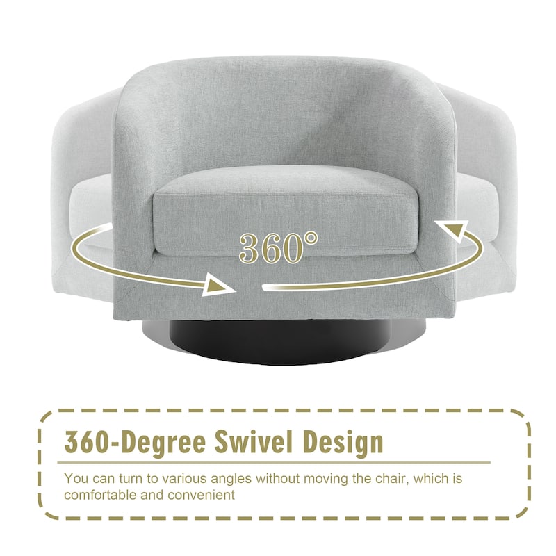Modern Soft Upholstered Chenille Swivel Barrel Chair