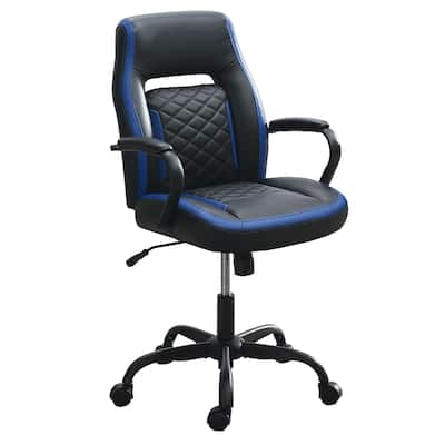 Ergonomic Black Faux Leather Office Chair with Diamond Tufting, Swivel Seat, Adjustable Height and Casters