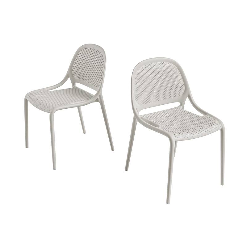 Shay Stackable Plastic Chair for Indoors or Outdoors - Set of 2 - Cement Gray