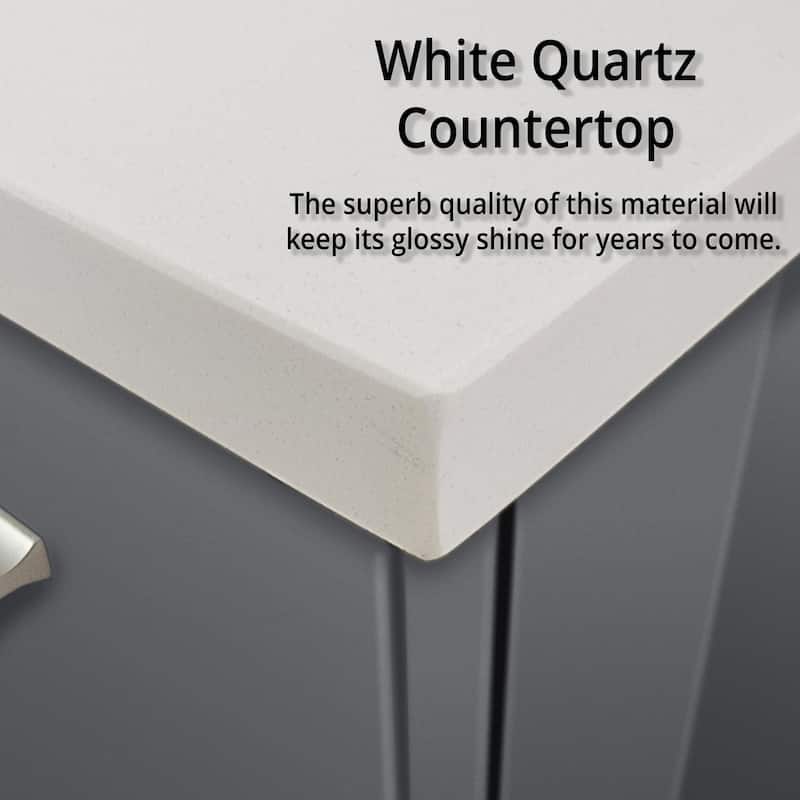 36-inch Bathroom Vanity with Marble Top, Soft Close Features,and Mirror -Scratch & Stain Resistant Countertop