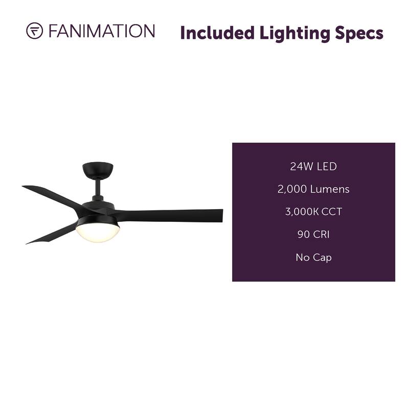 Barlow 52 inch Indoor/Outdoor Ceiling Fan with LED CCT Select Light Kit Black with Black blades