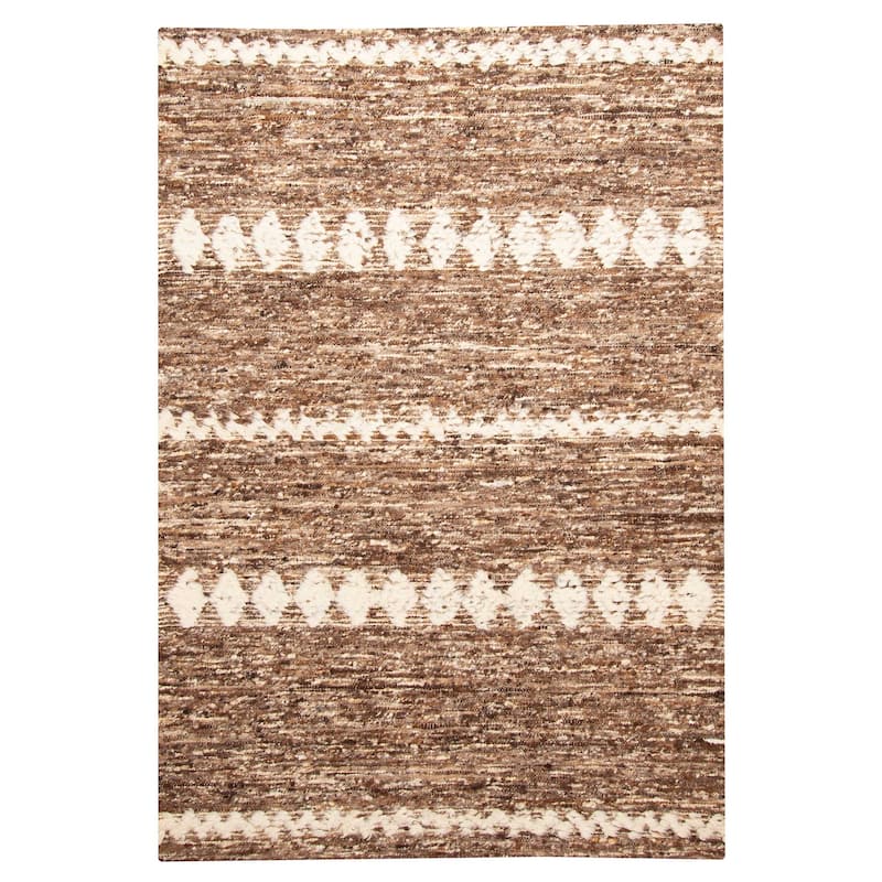 ECARPETGALLERY Braid weave Sienna Brown Wool Rug - 5'5 x 8'0