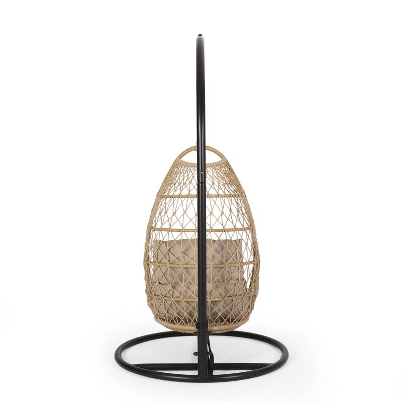 Elmcrest Outdoor Wicker and Rope Hanging Chair with Stand by Christopher Knight Home - 400 lb limit