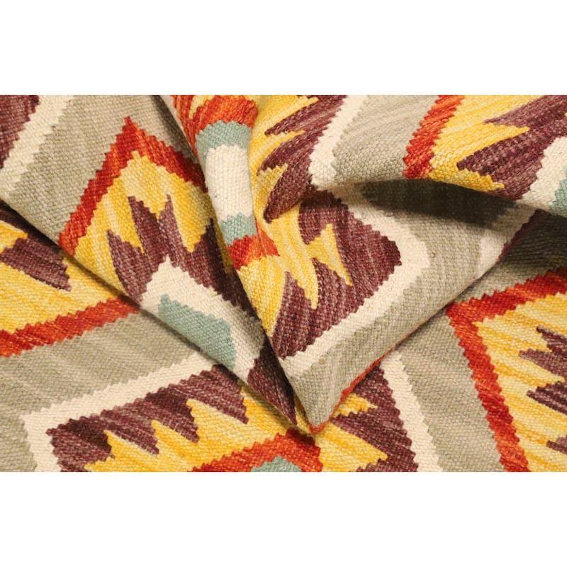 Hand Woven Oriental 100% Wool Carpet Southwestern Geometric Multi-Colored Kilim Area Rug - 5' 1'' X 3' 5''