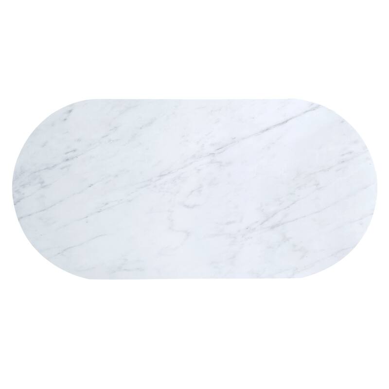 Reed Mid-Century Modern White Faux Marble 3-Piece Accent Table Set with Drawer by Furniture of America