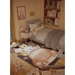 Ginza Six Washable Safari Ride Night Drive Kids Rug